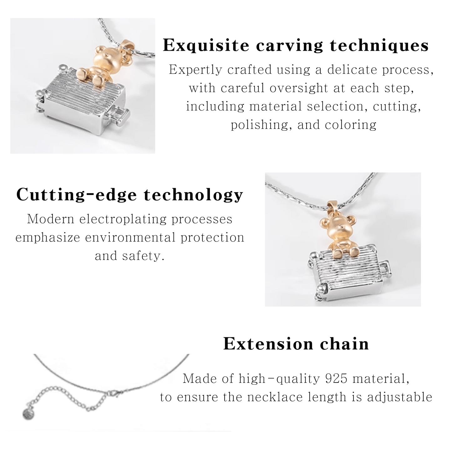 925 Charming Teddy Bear Pendant Necklace - Enola&SHEPersonalized NecklacePersonalized NecklacePersonalized Necklace925 Charming Teddy Bear Pendant Necklace