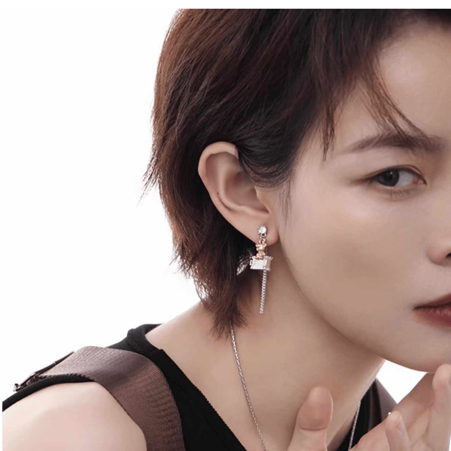 Asymmetrical Teddy Bear Chain Drop Earrings - Enola&SHEPersonalized EarringPersonalized EarringPersonalized EarringAsymmetrical Teddy Bear Chain Drop Earrings