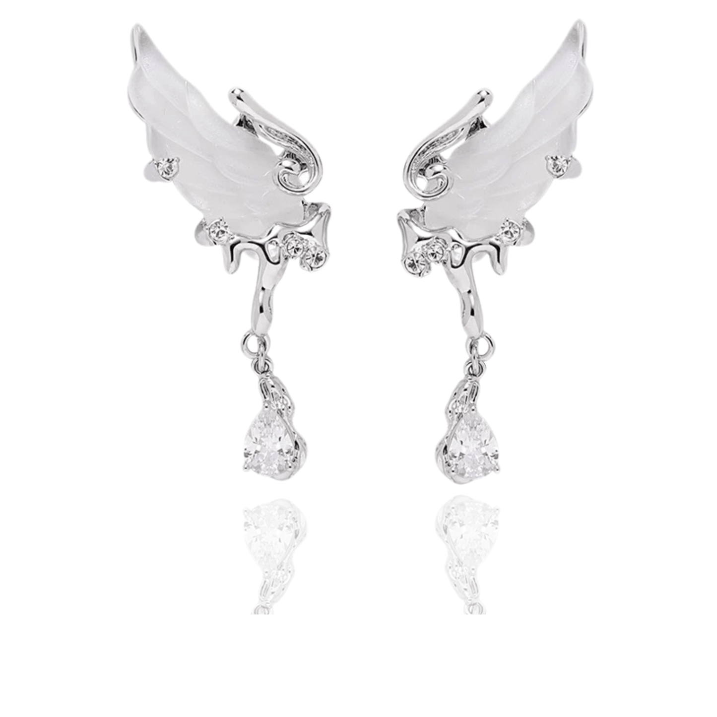 Celestial Elegant White Wing Earrings - Enola&SHEPersonalized EarringPersonalized EarringPersonalized EarringCelestial Elegant White Wing Earrings