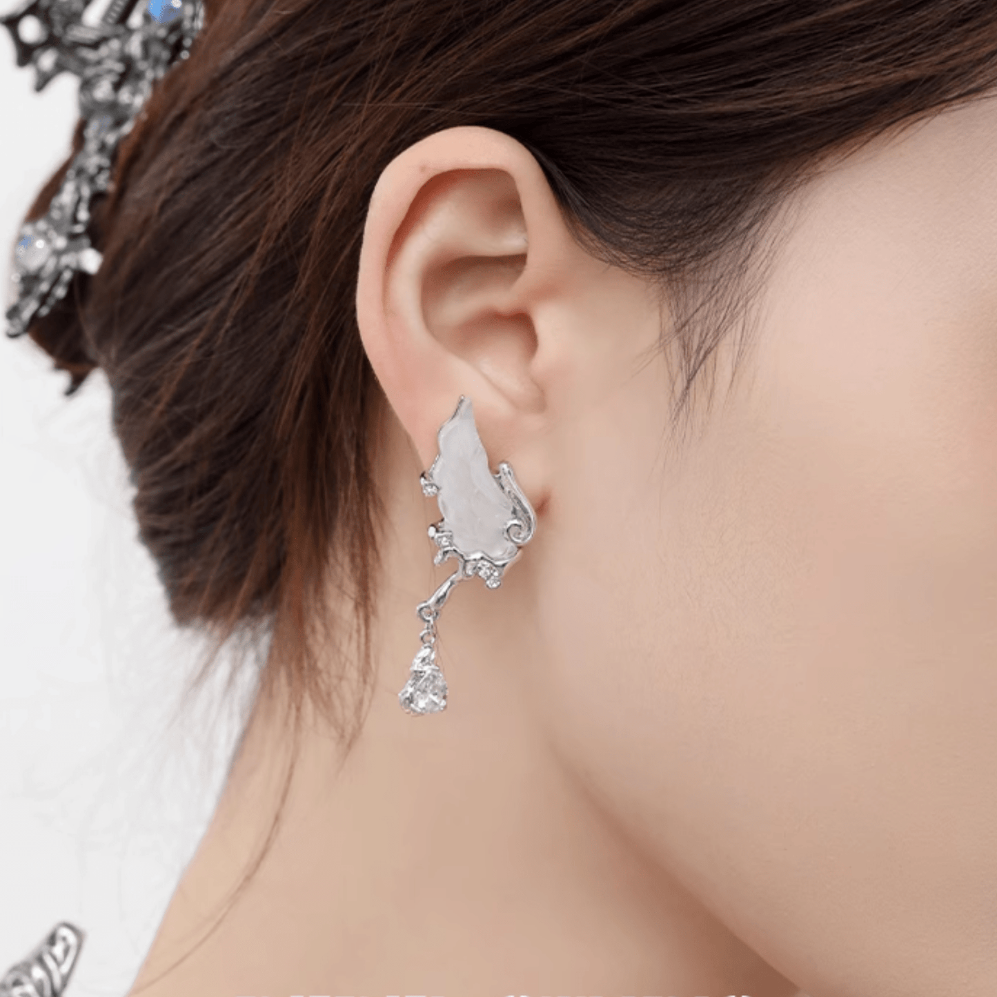 Celestial Elegant White Wing Earrings - Enola&SHEPersonalized EarringPersonalized EarringPersonalized EarringCelestial Elegant White Wing Earrings
