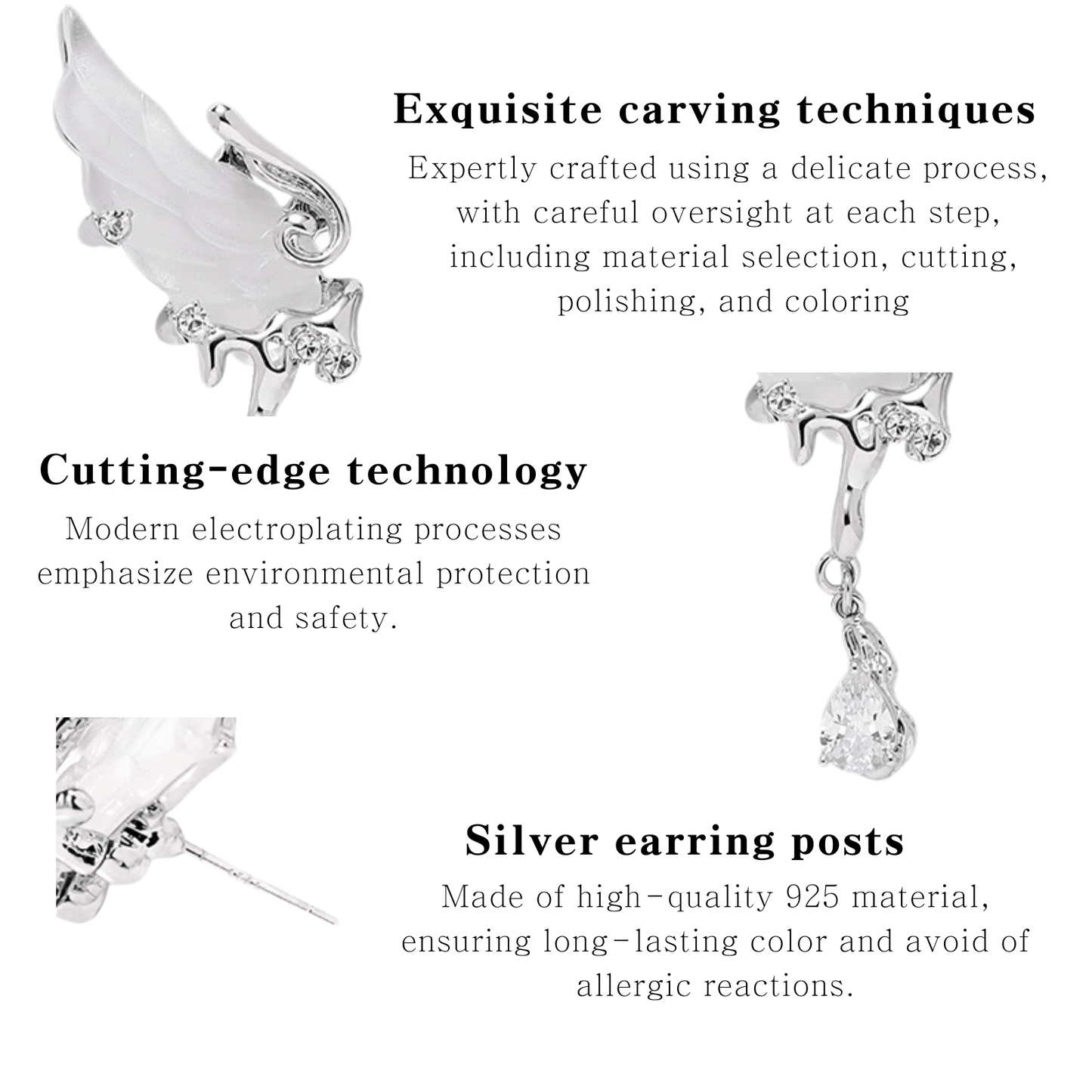 Celestial Elegant White Wing Earrings - Enola&SHEPersonalized EarringPersonalized EarringPersonalized EarringCelestial Elegant White Wing Earrings