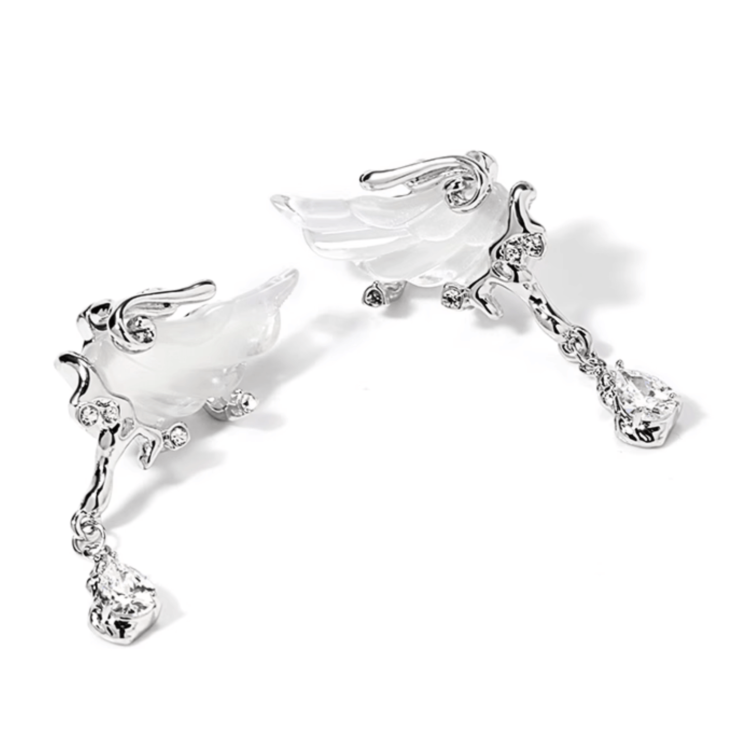Celestial Elegant White Wing Earrings - Enola&SHEPersonalized EarringPersonalized EarringPersonalized EarringCelestial Elegant White Wing Earrings