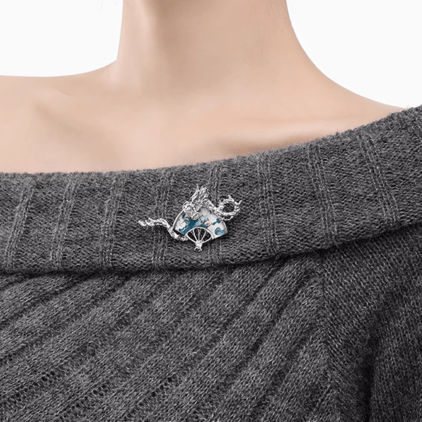 Dragon Fan Brooch | Sterling Silver & Abalone Shell Cultural Lapel Pin - Enola&SHEpersonal Broochpersonal Broochpersonal Broochdragon fan cultural brooch for daily life