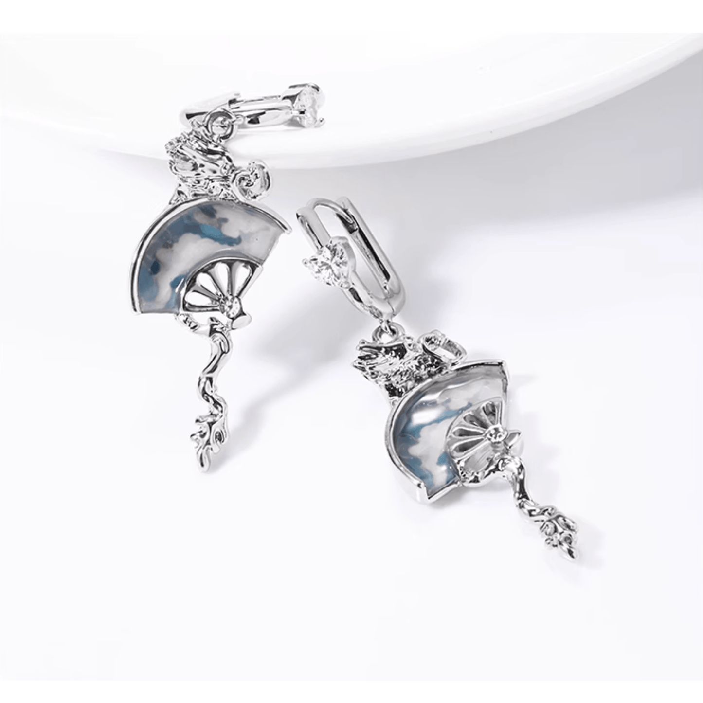 Dragon Fan Drop Earrings | Sterling Silver & Abalone Shell Dangle Jewelry - Enola&SHEPersonalized EarringPersonalized EarringPersonalized EarringDragon Fan Drop Earrings | Sterling Silver & Abalone Shell Dangle Jewelry