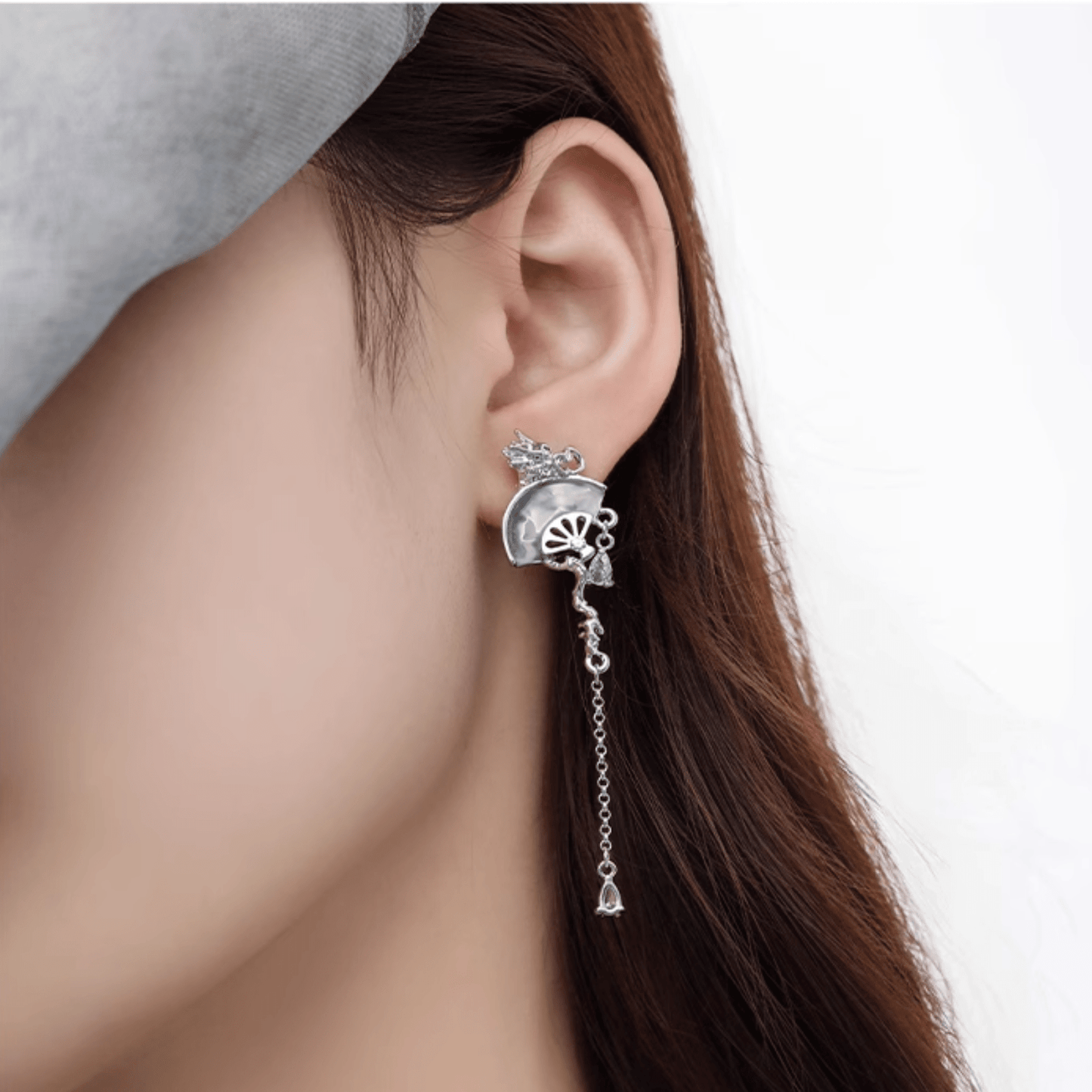 Dragon Fan Tassel Earrings | Sterling Silver & Abalone Shell Dangle Jewelry - Enola&SHEPersonalized EarringPersonalized EarringPersonalized EarringHypoallergenic 925 sterling silver hooks for sensitive ears