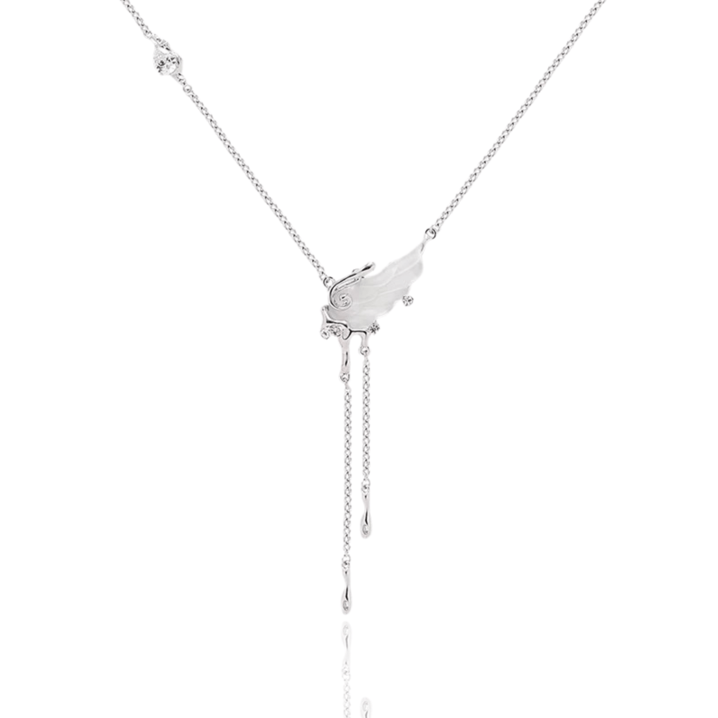 Ethereal Delicate Fairycore Wing Pendant Necklace - Enola&SHEPersonalized NecklacePersonalized NecklacePersonalized NecklaceEthereal Wing Pendant Necklace with Crystal Accents