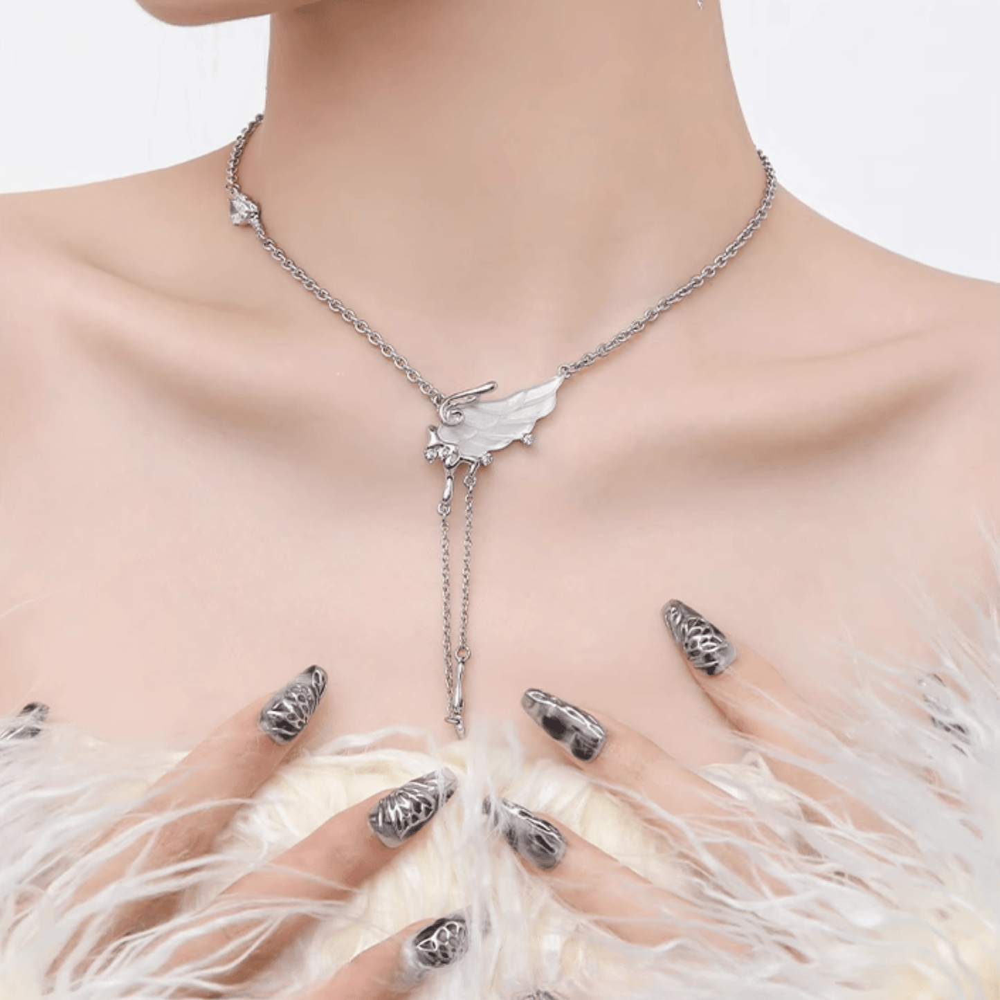 Ethereal Delicate Fairycore Wing Pendant Necklace - Enola&SHEPersonalized NecklacePersonalized NecklacePersonalized NecklaceEthereal Delicate Fairycore Wing Pendant Necklace