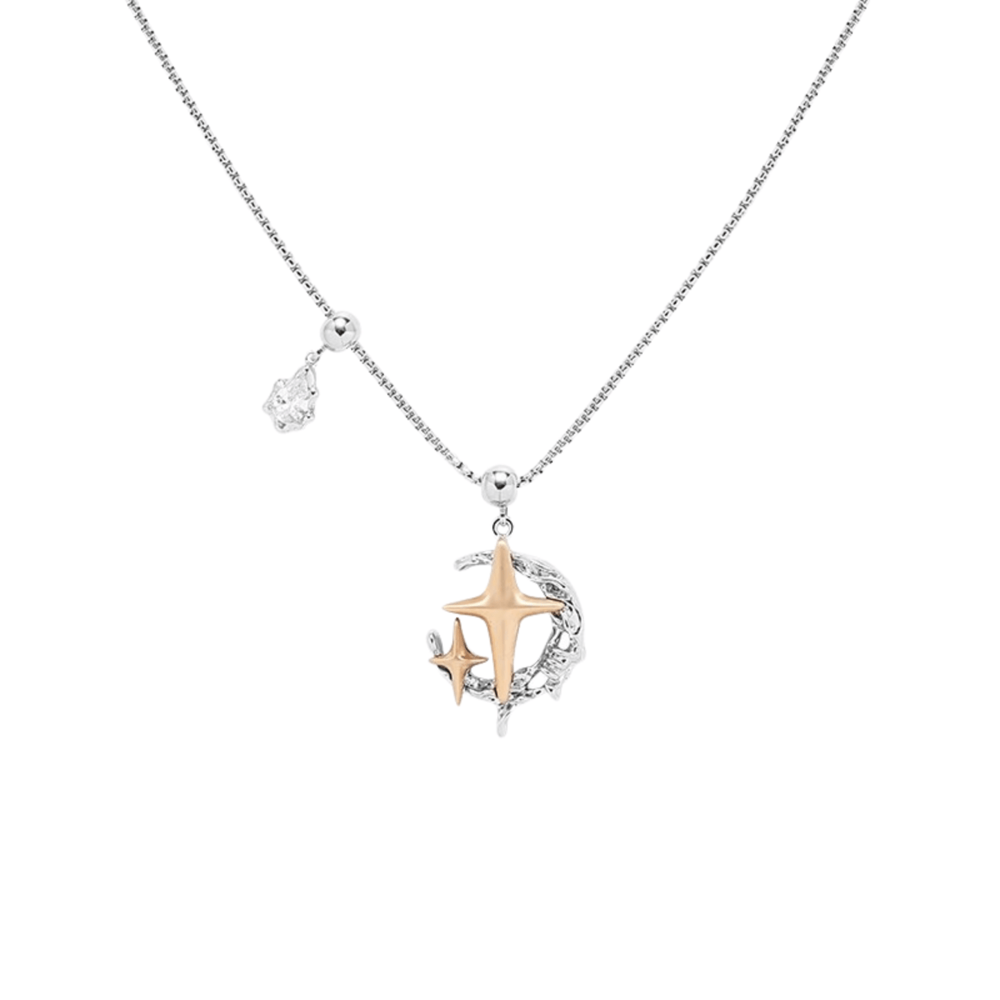Moon Phase Necklace with Crystal Star - Enola&SHEPersonalized NecklacePersonalized NecklacePersonalized NecklaceMoon Phase Necklace with Crystal Star