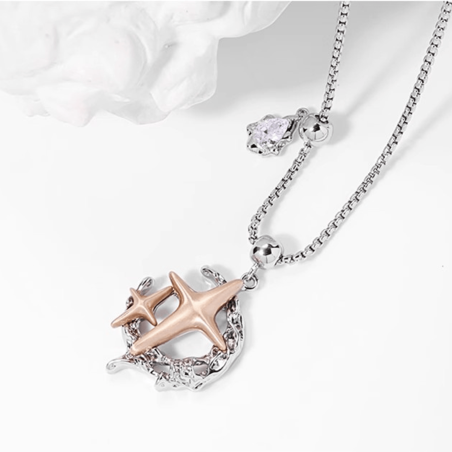 Moon Phase Necklace with Crystal Star - Enola&SHEPersonalized NecklacePersonalized NecklacePersonalized NecklaceMoon Phase Necklace with Crystal Star