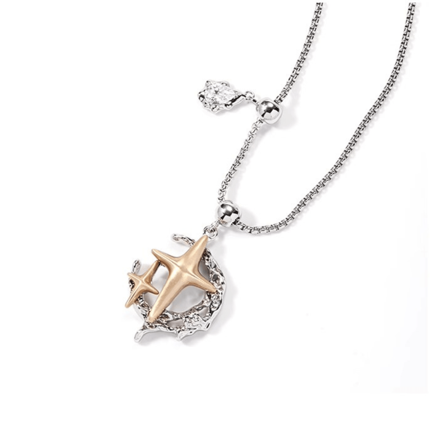 Moon Phase Necklace with Crystal Star - Enola&SHEPersonalized NecklacePersonalized NecklacePersonalized NecklaceMoon Phase Necklace with Crystal Star
