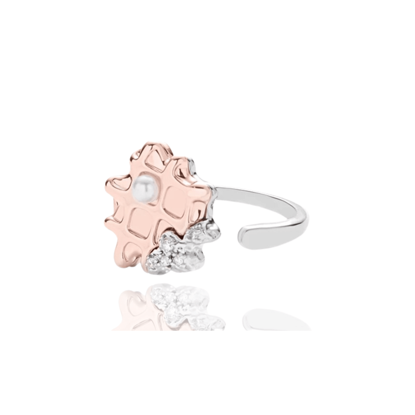 Rose Gold Pearl Waffle Ring - Enola&SHEPersonalized RingsPersonalized RingsPersonalized RingsRose Gold Pearl Waffle Ring