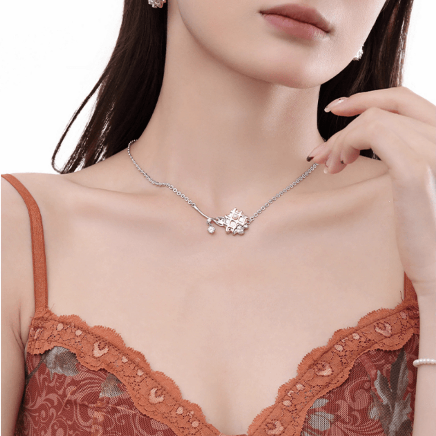Rose Gold Waffle Necklace - Enola&SHEPersonalized NecklacePersonalized NecklacePersonalized NecklaceRose Gold Waffle Necklace