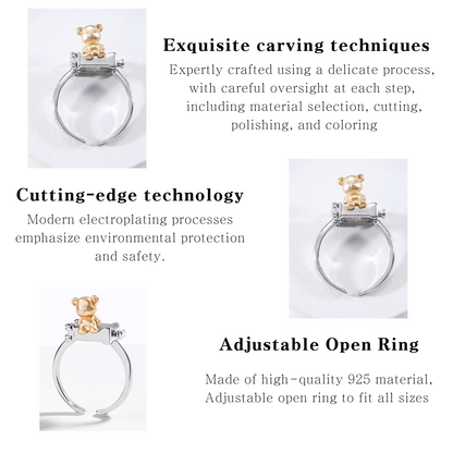 Whimsical Teddy Bear Adjustable Ring