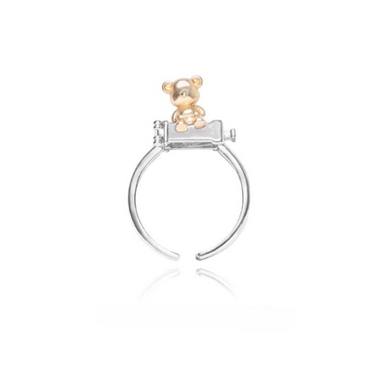 Whimsical Teddy Bear Adjustable Ring