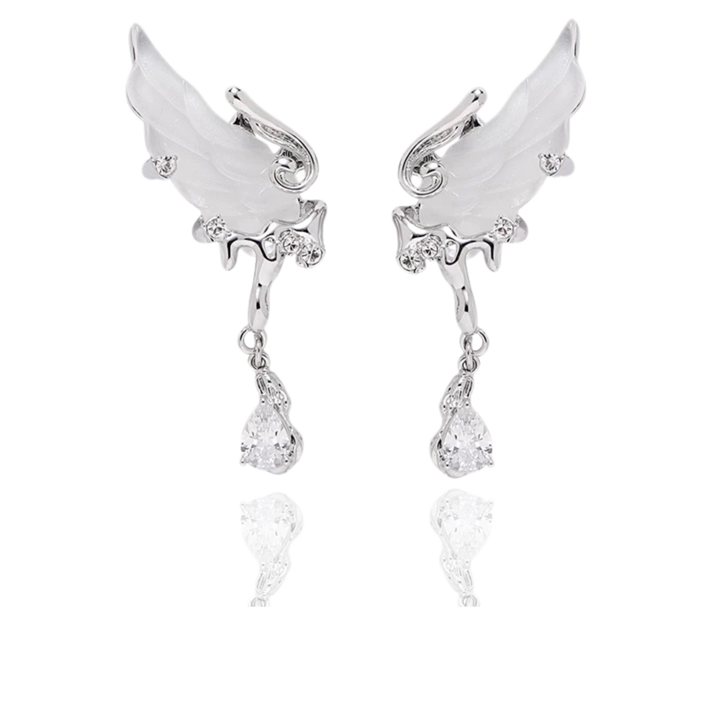 Celestial Elegant White Wing Earrings