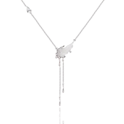 Ethereal Wing Pendant Necklace with Crystal Accents