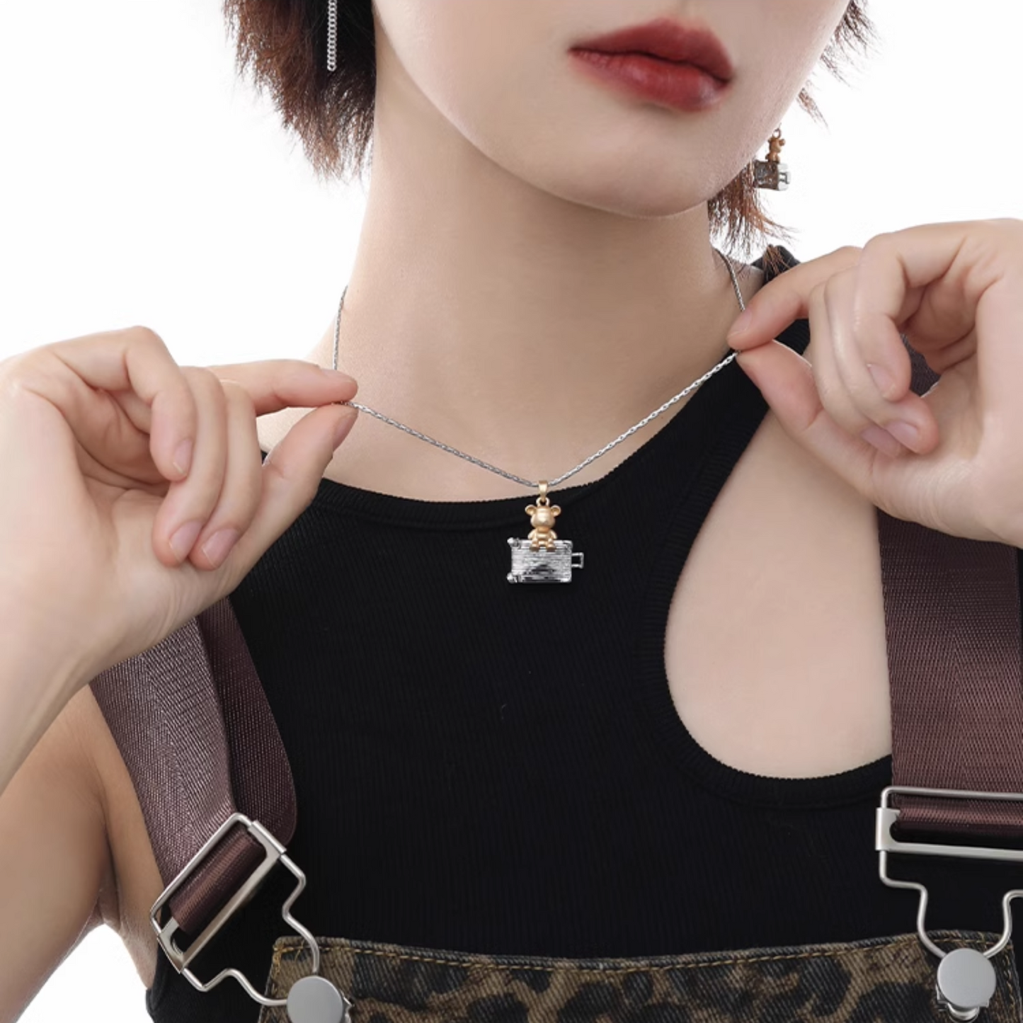 925 Charming Teddy Bear Pendant Necklace