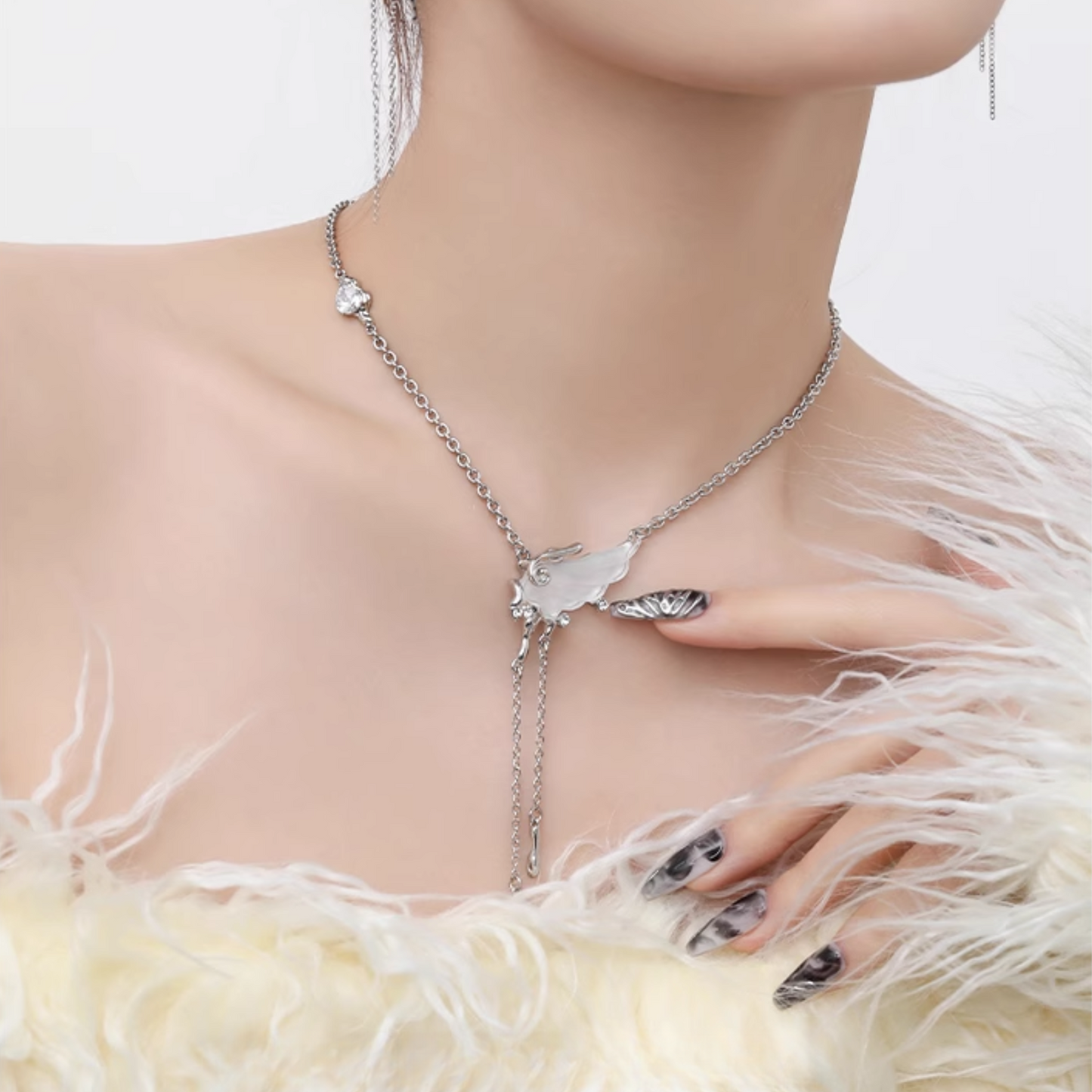 Ethereal Delicate Fairycore Wing Pendant Necklace