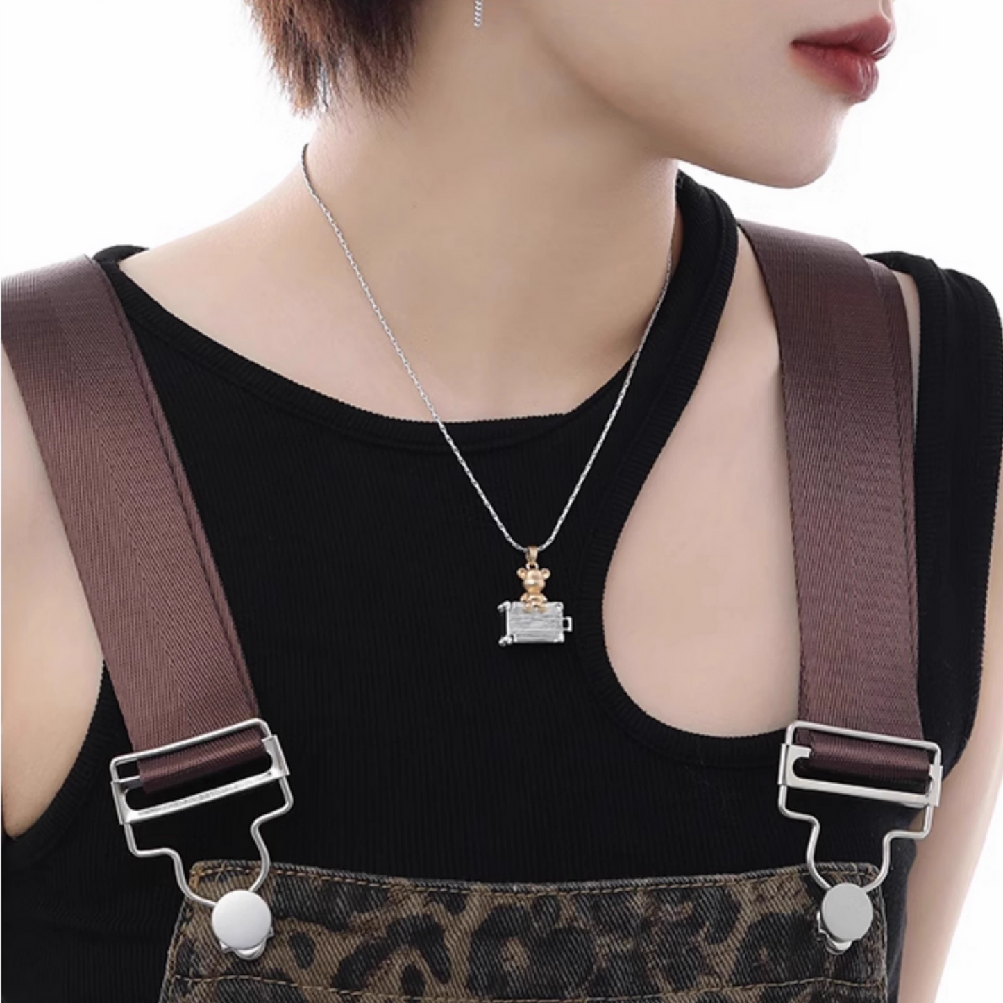 925 Charming Teddy Bear Pendant Necklace