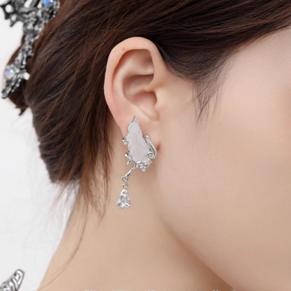 Celestial Elegant White Wing Earrings