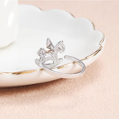 925 Carousel Horse Charm Rings