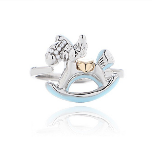 925 Carousel Horse Charm Rings