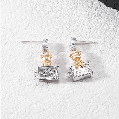 Playful Teddy Bear Drop Earrings