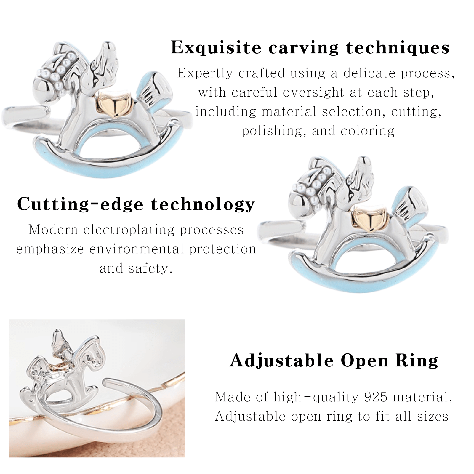 925 Carousel Horse Charm Rings - Enola&SHEPersonalized RingsPersonalized RingsPersonalized Rings925 Carousel Horse Charm Rings