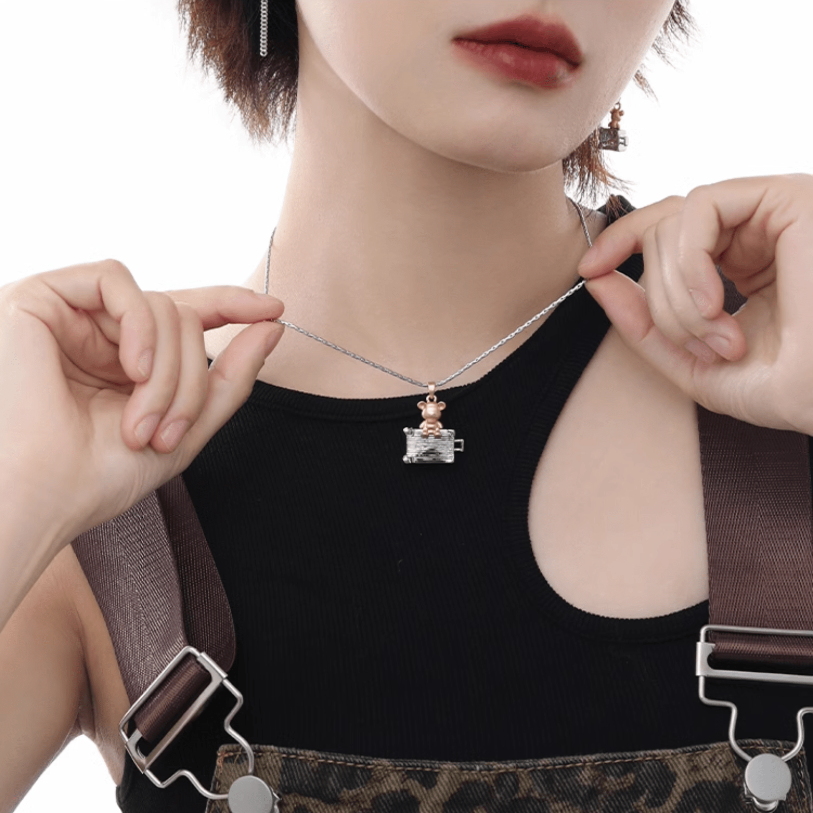 925 Charming Teddy Bear Pendant Necklace - Enola&SHEPersonalized NecklacePersonalized NecklacePersonalized Necklace925 Charming Teddy Bear Pendant Necklace