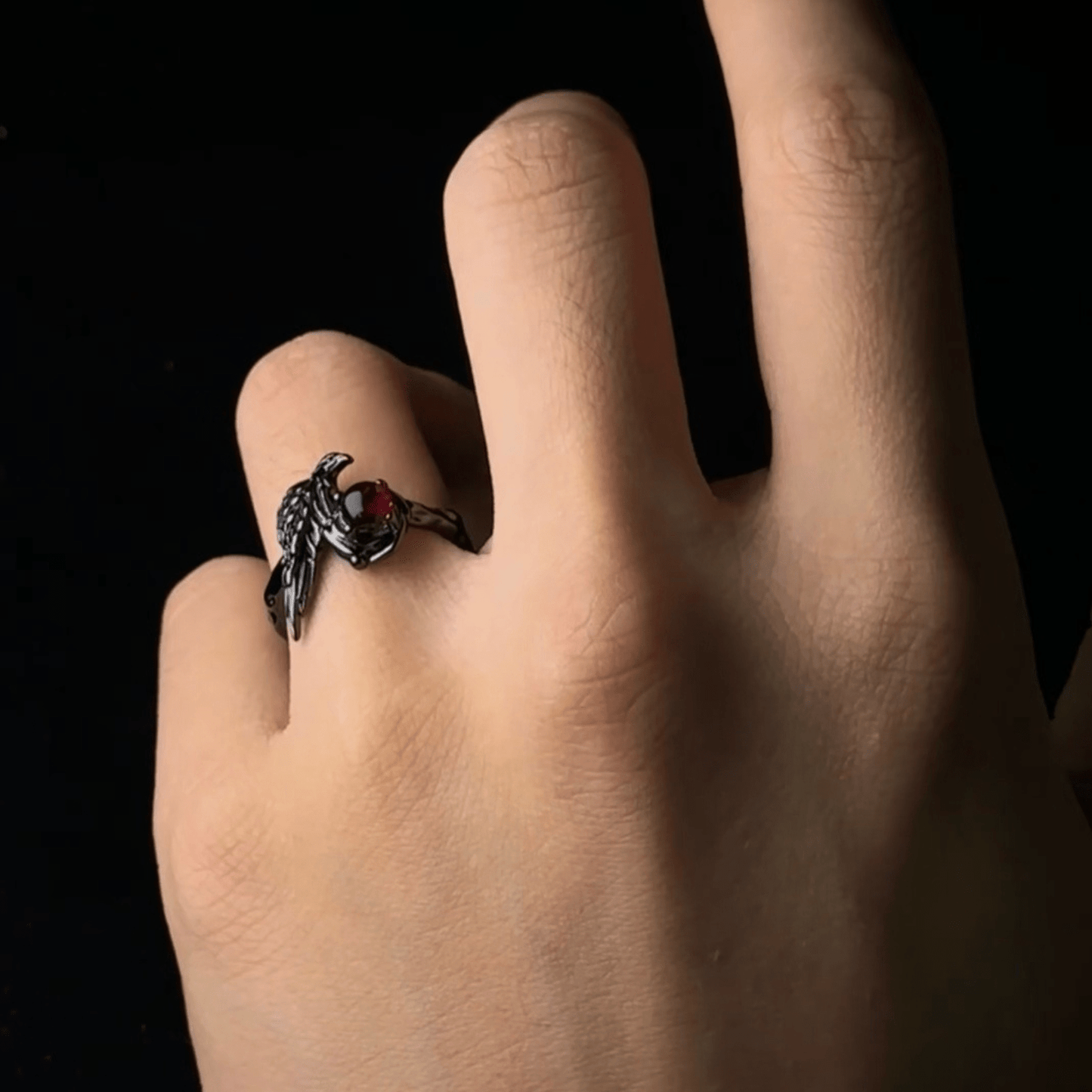 Adjustable Crimson Corvus Ring - Enola&SHEPersonalized RingsPersonalized RingsPersonalized RingsAdjustable Crimson Corvus Ring