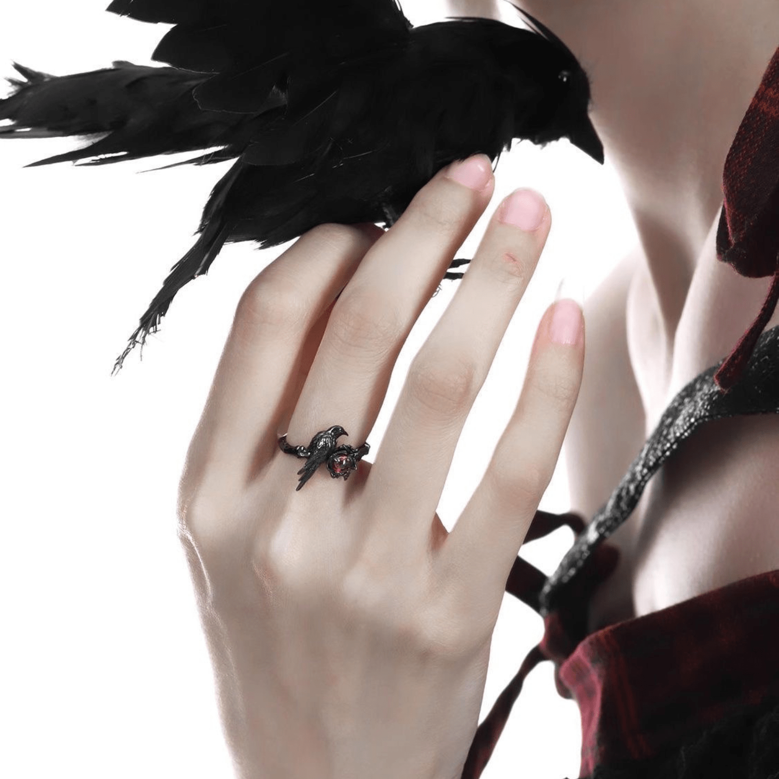 Adjustable Crimson Corvus Ring - Enola&SHEPersonalized RingsPersonalized RingsPersonalized RingsAdjustable Crimson Corvus Ring