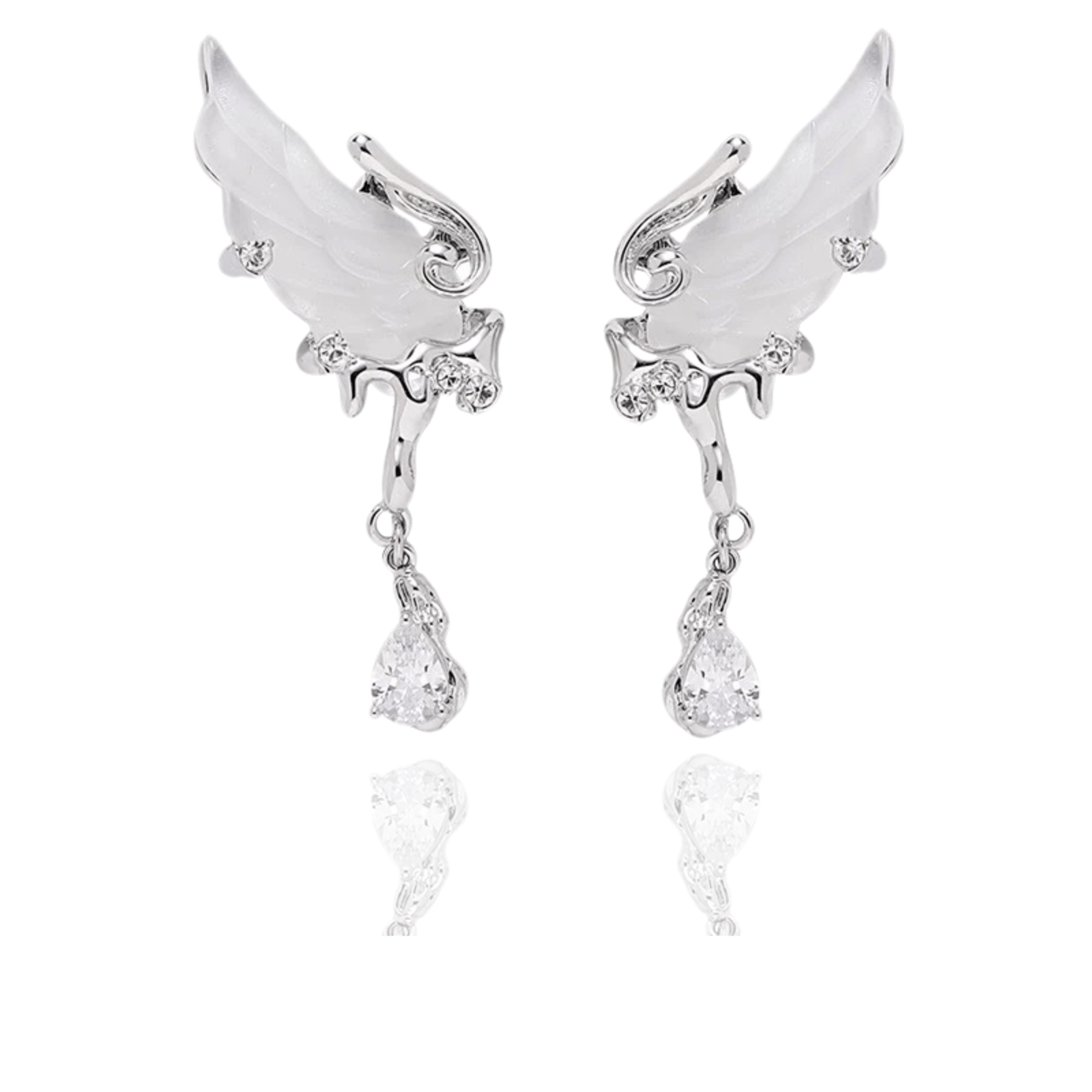 Celestial Elegant White Wing Earrings - Enola&SHEPersonalized EarringPersonalized EarringPersonalized EarringCelestial Elegant White Wing Earrings