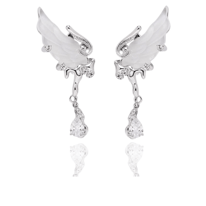 Celestial Elegant White Wing Earrings - Enola&SHEPersonalized EarringPersonalized EarringPersonalized EarringCelestial Elegant White Wing Earrings