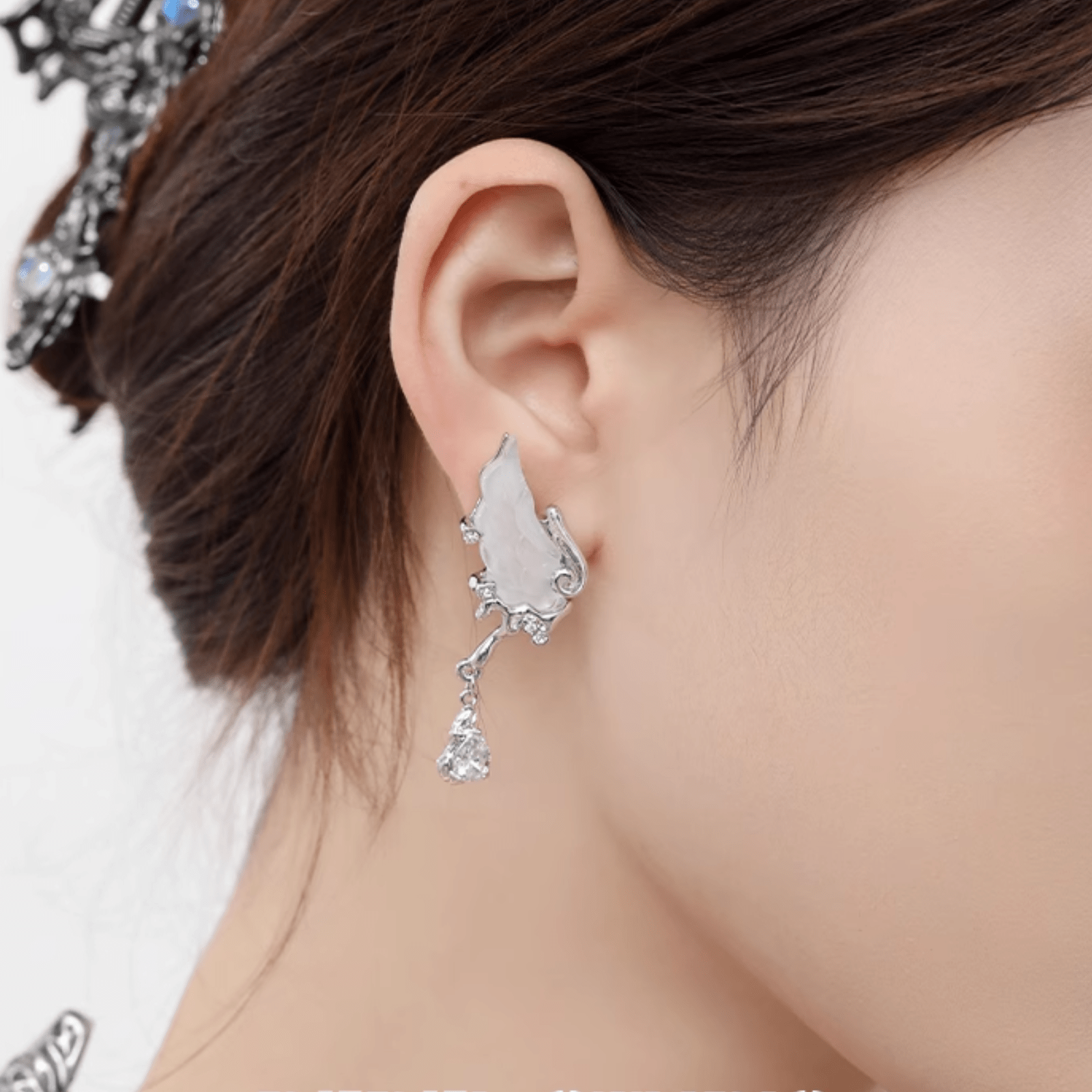 Celestial Elegant White Wing Earrings - Enola&SHEPersonalized EarringPersonalized EarringPersonalized EarringCelestial Elegant White Wing Earrings