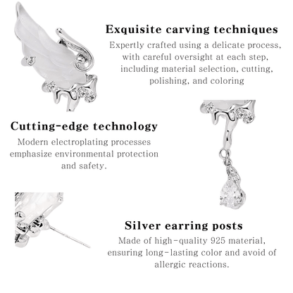 Celestial Elegant White Wing Earrings - Enola&SHEPersonalized EarringPersonalized EarringPersonalized EarringCelestial Elegant White Wing Earrings