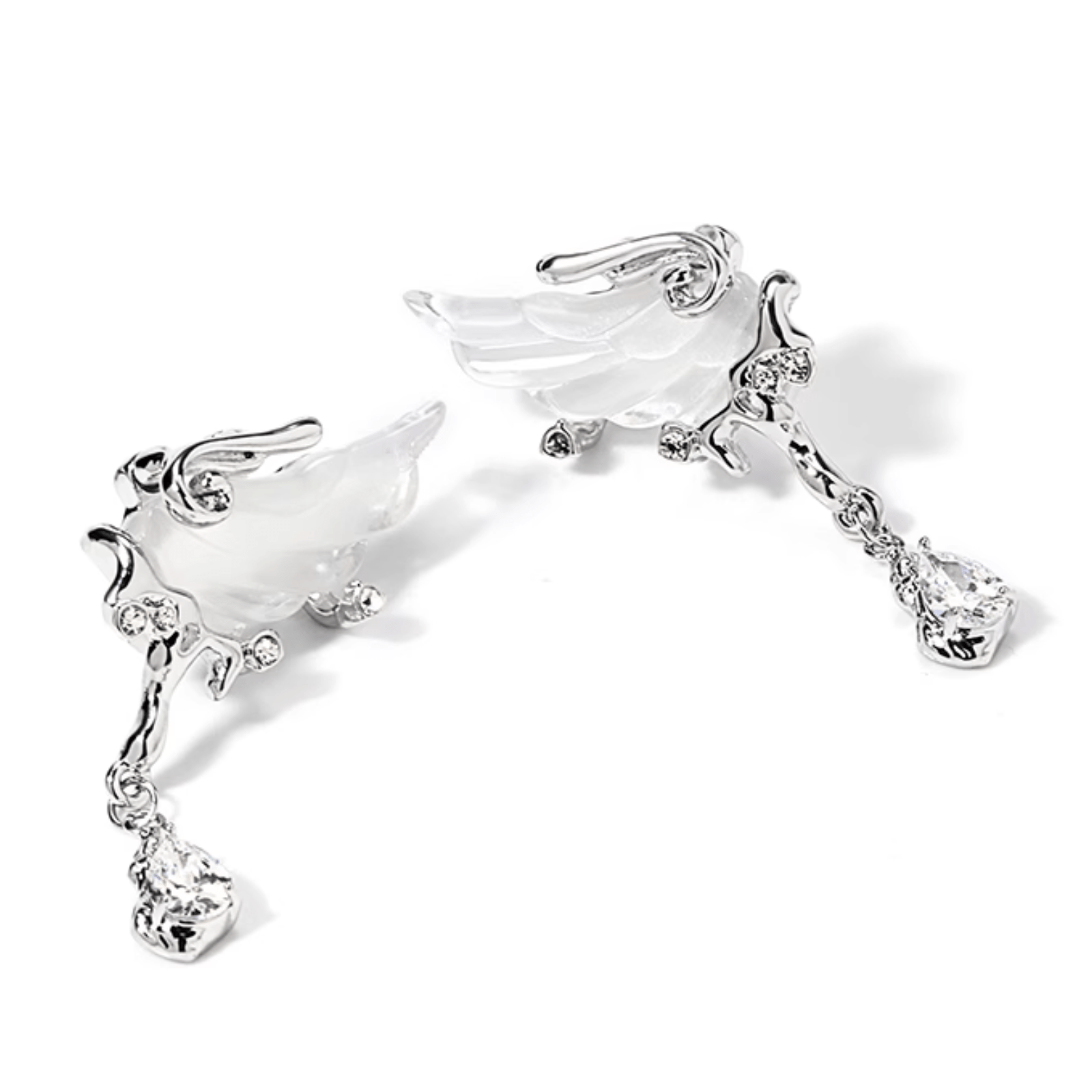 Celestial Elegant White Wing Earrings - Enola&SHEPersonalized EarringPersonalized EarringPersonalized EarringCelestial Elegant White Wing Earrings