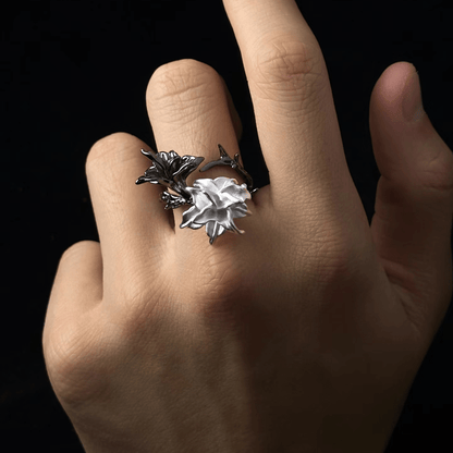 Datura Flower Adjustable Open Ring - Enola&SHEPersonalized RingsPersonalized RingsPersonalized RingsDatura Flower Adjustable Open Ring