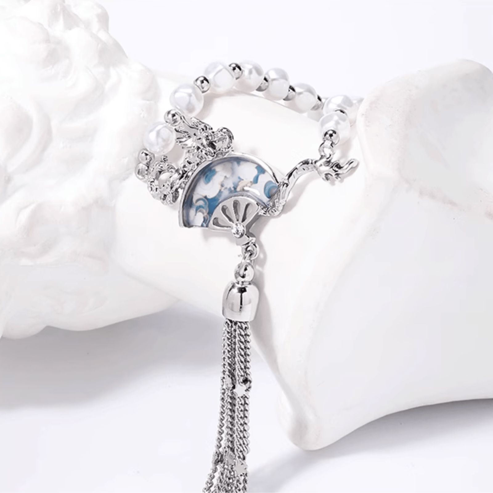 Dragon Fan Pearl Necklace with Silver Tassel | Sterling Silver Oriental Jewelry - Enola&SHEPersonalized NecklacePersonalized NecklacePersonalized NecklaceDragon Fan Pearl Necklace with Silver Tassel | Sterling Silver Oriental Jewelry