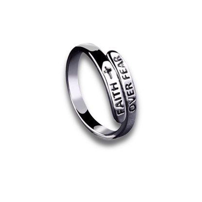 Faith Over Fear Cross Ring Adjustable Open Christian Blessed Rings - Enola&SHEPersonalized RingsPersonalized RingsPersonalized RingsFaith Over Fear Cross Ring Adjustable Open Christian Blessed Rings