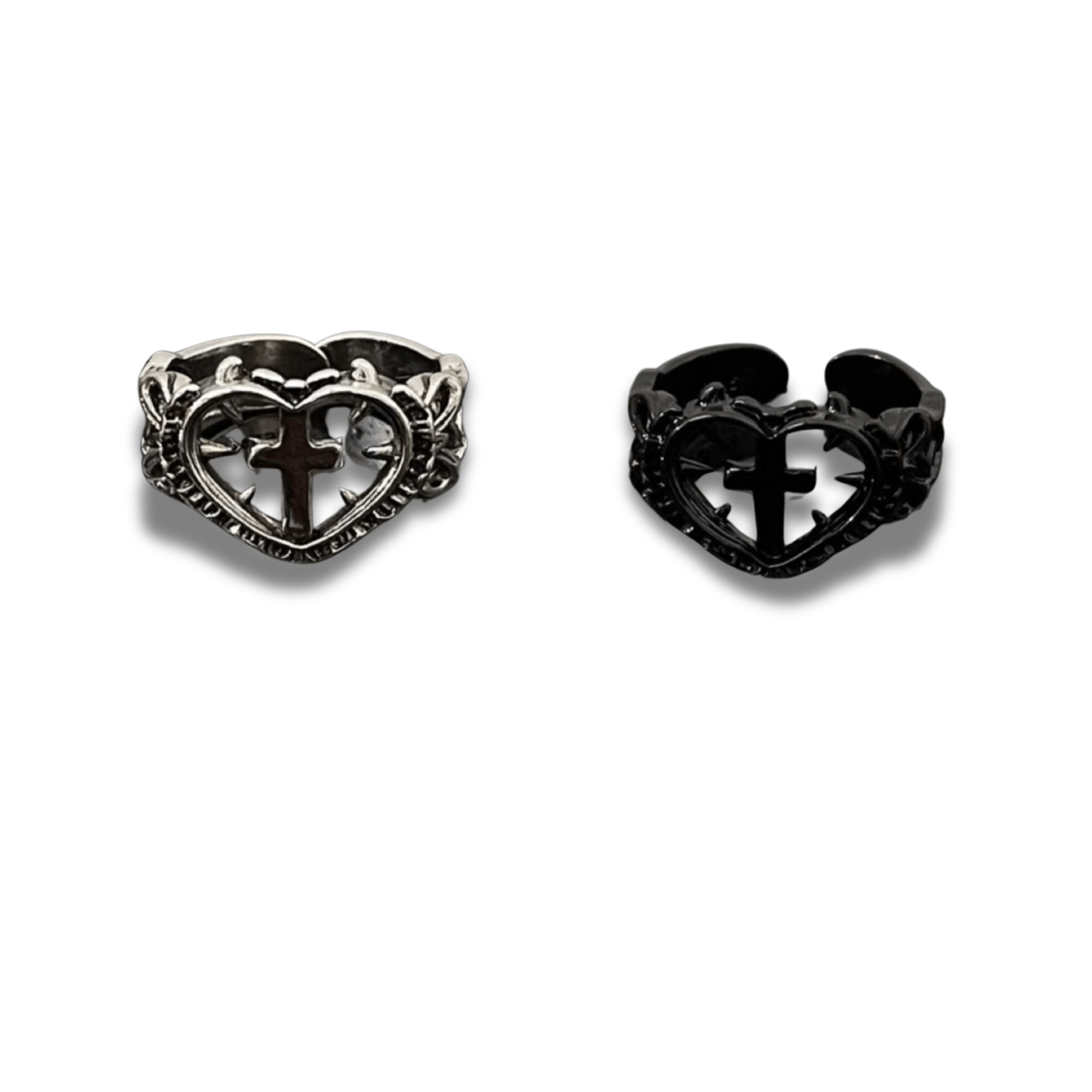 Heart Gothic Cross Inspirational Rings - Enola&SHEPersonalized RingsPersonalized RingsPersonalized RingsHeart Gothic Cross Inspirational Rings