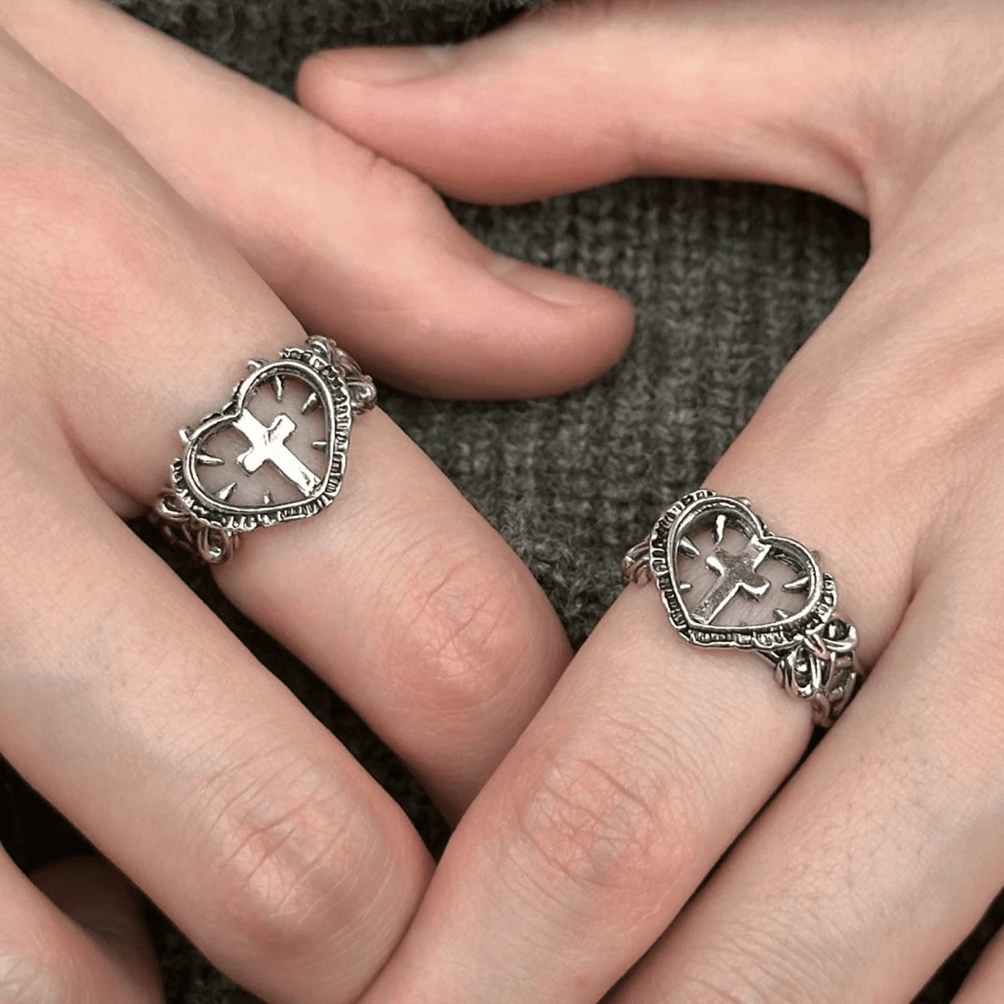 Heart Gothic Cross Inspirational Rings - Enola&SHEPersonalized RingsPersonalized RingsPersonalized RingsHeart Gothic Cross Inspirational Rings