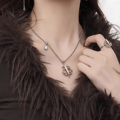 Moon Phase Necklace with Crystal Star - Enola&SHEPersonalized NecklacePersonalized NecklacePersonalized NecklaceMoon Phase Necklace with Crystal Star