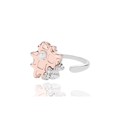 Rose Gold Pearl Waffle Ring - Enola&SHEPersonalized RingsPersonalized RingsPersonalized RingsRose Gold Pearl Waffle Ring