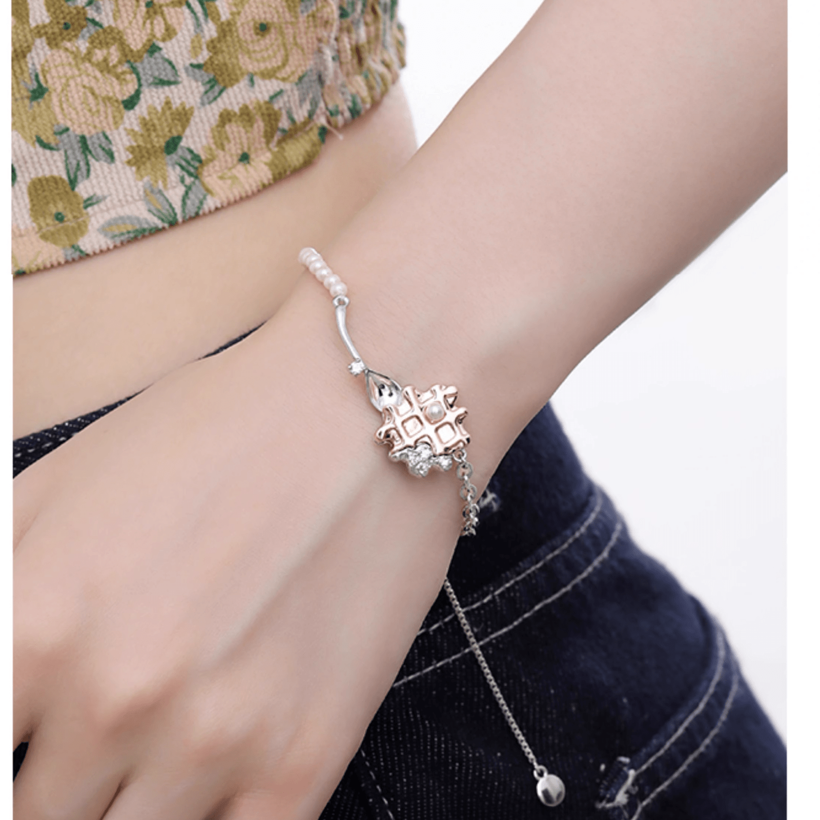 Waffle Charm Bracelet - Enola&SHEpersonal Braceletpersonal Braceletpersonal BraceletWaffle Charm Bracelet